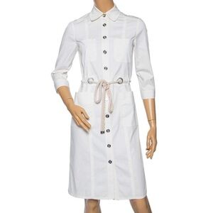 Burberry White Collared Shirt Dress